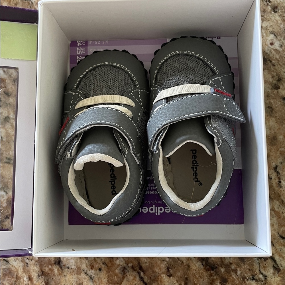 Pediped Charcoal and Cream Baby Shoes